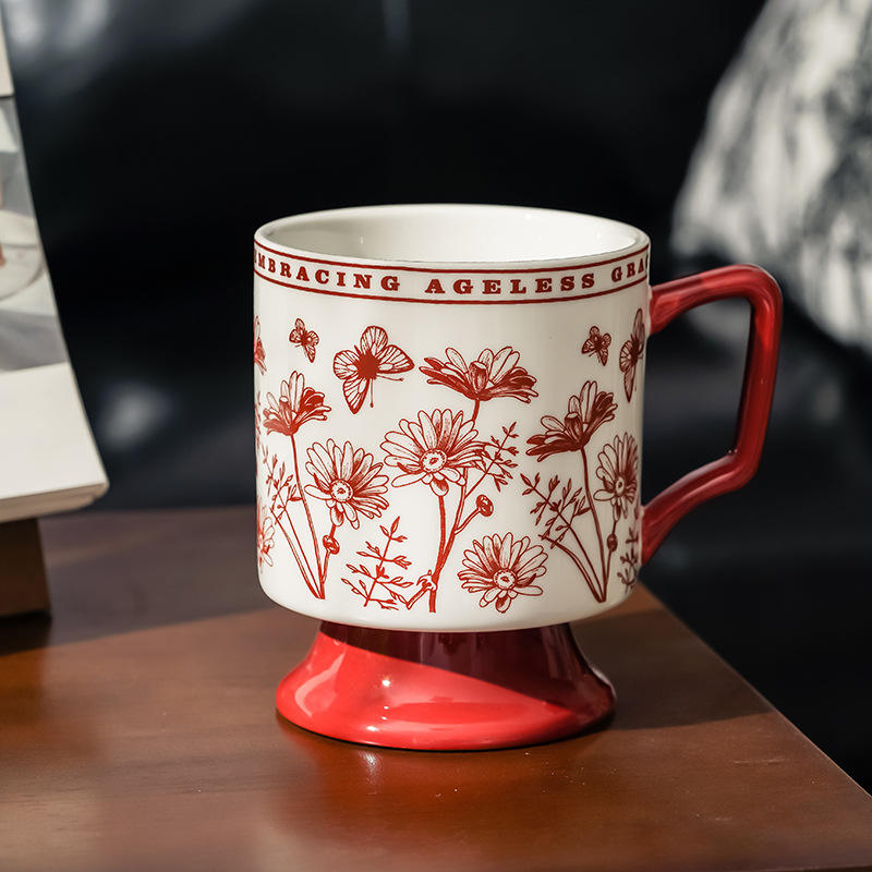 เดซี่สีแดงไวน์พร้อมก้านยาว - ถ้วยเดี่ยว