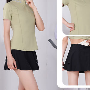 Ensemble de sport d'été professionnel pour femme : tenue de yoga élégante, amincissante, à manches courtes, pour la course et le cyclisme - Product Image 4