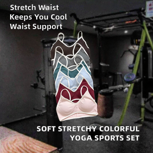 Women's Stretchy Soft Sports Top Short Front Logo Solid Fitness Bra Yoga Active Sexy Padded Gym Set - Product Image 2