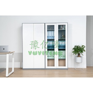 חם מכירה משרד ספריית ספר מידע קובץ ארון פלדה ארון בגדים 2 זכוכית נדנדה דלת זכוכית ארון - Product Image 5