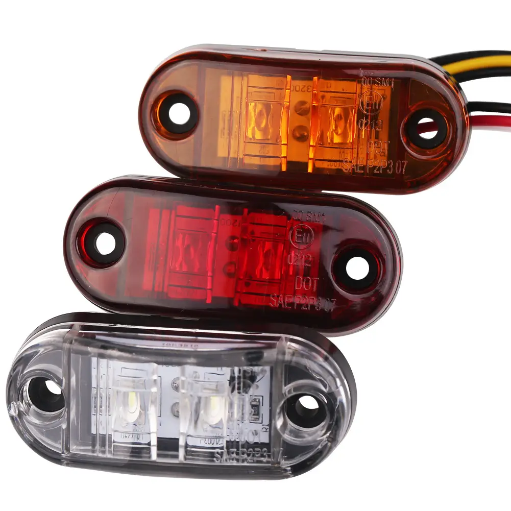 12v / 24v Led lado marcador luces para camiones de remolque caravana Lado de marcador de lámpara de luz Led camión ámbar rojo blanco 9-30V