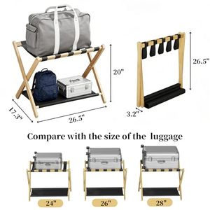 Wholesale Folding Wooden Multifunction Luggage Rack OEM ODM Custom Logo Heavy Duty Tolerance <b>Suitcase</b> <b>Storage</b> - Product Image 4