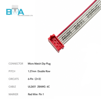 Câble ruban gris personnalisé UL2651 28AWG à 6 conducteurs, 1,27 mm à 2,54 mm IDC Micro-Match, 3000 mm pour équipement d'automatisation