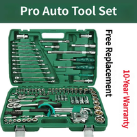Kit d'outils de réparation automobile en acier au carbone OEM, 121 pièces, à commande manuelle, avec douilles et clés mixtes, garantie 1 an pour l'entretien automobile