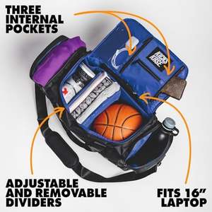 Free sample gym <b>training</b> <b>bag</b>, basketball <b>bag</b>, football <b>bag</b>, and factory sneakers with three movable compartment dividers - Product Image 2