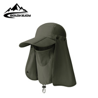 Topi Perjalanan Musim Panas 2 in 1 Topi Lipat dengan Pelindung Wajah Lepas Pasang, Perlindungan UV, Nyaman, Bernapas, Cepat Kering, Model Bucket