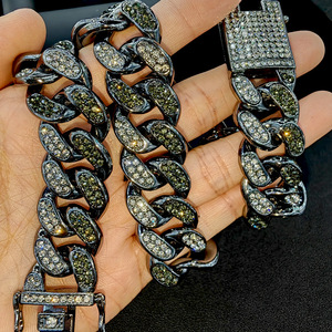 <span class=keywords><strong>Collar</strong></span> de cadena de eslabones cubanos, diamantes negros, estilo Hip Hop, 20MM - Product Image 5