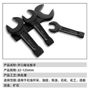 Clé à molette en acier 45, métrique, à une extrémité, forgée, qualité industrielle, traitement de surface par électrophorèse - Product Image 3