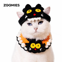 Collier, bavoir et chapeau en crochet faits main pour Halloween, accessoires de costume amusants pour chats noirs, citrouilles et fantômes, pour chats et petits chiens