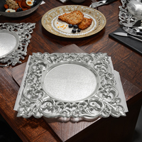 Assiettes carrées en plastique doré de 13 pouces Assiette à dîner de banquet à bords creux vintage Assiettes de décoration de mariage