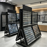 Vitrine d'exposition de cartes à collectionner Maxsen personnalisable, moderne, avec éclairage LED, à un seul côté, étagères multi-matériaux, montage facile, portable