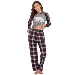 الخريف والشتاء للكريسماس الأوروبي والأمريكية ملابس منزلية خصر مرن جيد التهوية بأكمام طويلة بنطال طويل مطبوع مفرد - Product Image 4