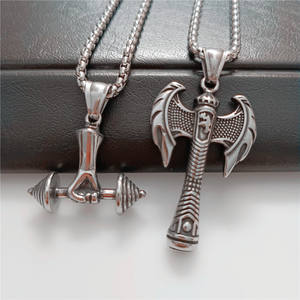 Collar Vikingo con Hacha de Plata, Estilo Hip Hop para Hombre, MOQ Bajo, Gran Descuento - Product Image 2