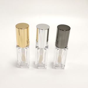 Tube à gloss carré transparent personnalisé avec logo, prêt à être expédié, avec couvercle rond doré ou argenté - Product Image 1