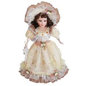 Американская русская кукла с красивым платьем и шляпой, плюшевый медведь, фарфоровая кукла