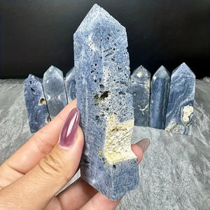 Columna de Piedra de Coral Azul Bohemia Hecha a Mano al por Mayor, Centro de Mesa con Borde Irregular para Decoración del Hogar, Oficina, Festividades - Product Image 3