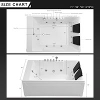 Baignoire SPA de Luxe à Jets et Massage d'Air, Baignoire Balnéo Intérieure en Acrylique pour 2 Personnes avec Douchette et Mitigeur