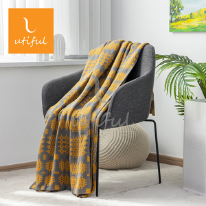 Jaune uni jacquard gallois populaire à 2 côtés avec couverture en tricot <span class=keywords><strong>gris</strong></span> pour Noël <span class=keywords><strong>et</strong></span> les vacances - Product Image 5