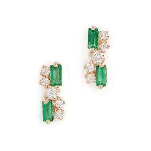 Lozrunge perhiasan jumlah besar diisi emas grosir kustom pelangi Baguette dan berlian halus kristal anting kancing - Product Image 1