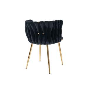 Sedie da pranzo nere con <span class=keywords><strong>gambe</strong></span> in metallo dorato in velluto trapuntato <span class=keywords><strong>poltrona</strong></span> imbottita per sala da pranzo cucina vanità soggiorno - Product Image 3