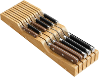 Organizador de Cuchillos de Bambú para Cajón, Portacuchillos Horizontal de Perfil Bajo, Ahorro de Espacio para Almacenamiento en Gabinetes de Cocina