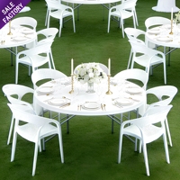 Prix de gros Tables de banquet blanches en plastique Table ronde pliable en plastique Table de fête pliable en plastique Tables rondes en plastique à vendre