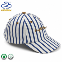 6-Panel Gestreepte Baseballpet Verstelbare Rug Ademende Gaten Visgraat Oxford Stof Voor Camp Street Travel Met Aangepast Logo