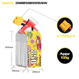 GNB GAONENG 850mAh 6S HV 22.8V 120C XT60 RC LiPo <b>Battery</b> FPV Racing Light Weight LiHV High Voltage - Product Image 3