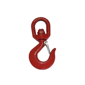 High Tensile Red G80 EYE Forged Crane Rigging Alloy Steel G80 Swivel Selflock Hook For Lifting