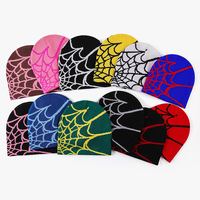 Vente en gros d'accessoires personnalisés Y2k, style tendance, toile d'araignée, gothique, streetwear, bonnet en tricot jacquard 100% acrylique pour hommes et femmes