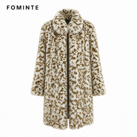 Manteau en fausse fourrure pour femme, imprimé léopard, chaud et épais, mi-long, style streetwear, tendance, en stock