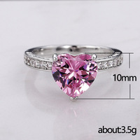 Cincin Pernikahan Putri Berbentuk Hati Perak dengan Zirkonia Kubik Pink, Harga Grosir ODM OEM, Bertabur Zirkon untuk Wanita