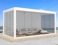 Gazebo Moderno para Jardín UOGEL, Pérgola con Puertas Corredizas de Vidrio, Estructura de Aleación de Aluminio con Recubrimiento en Polvo, Fácil de Montar, 7 Años de Garantía CE