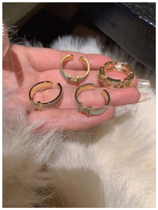 H-Buchstabe Emaille Vergoldeter Offener Zirkon-Ring im INS-Stil – Französisches Nischen-Design, Großhandel Kupfer-Schmuck für Damen-Partys - Product Image 6