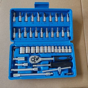 Jeu de clés à cliquet en acier au carbone 46 pièces, 1/4" CR-V, kit de réparation automobile, mécanique, étui souple, OEM - Product Image 6