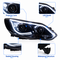 Conjunto de Faros LED BK para Ford Focus 2012-2014, Proyector Bi-Xenón, Actualización DRL, Conexión Plug and Play