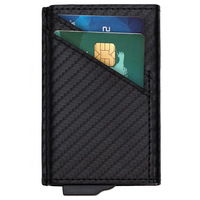 Dompet penutup kancing PU antik pria, minimalis memblokir pemegang kartu dengan fitur pemegang kartu kredit