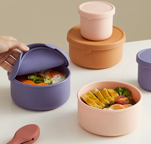 Japanese BPA free Sandwich Pasta Fruit Refrigerator Food Storage Container Leakproof Silicone Kids Bento Lunch Box with Lids