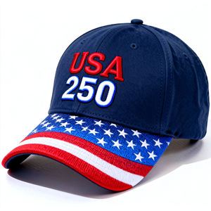 Gorra de Béisbol de <span class=keywords><strong>6</strong></span> Paneles con Bordado 100%, 250 Aniversario de los Estados Unidos, Unisex, con Estatua de Águila y Bandera de EE. UU. - Product Image 1