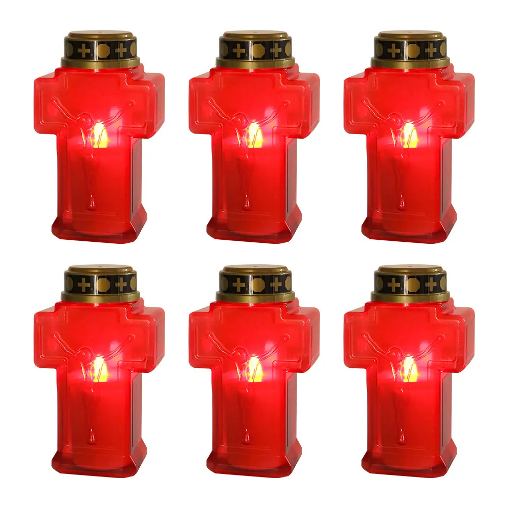 Wholesale WaterProof Battery operated Led Cemetery candle LED Flameless cross led grave candle Light