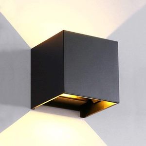Lampe murale LED carrée moderne en aluminium pour extérieur, étanche, noire et blanche, haute luminosité, pour escalier de jardin - Product Image 1