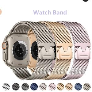 New Metal Milanese Loop Strap for Apple Watch S10 11 46mm Ultra 49mmm SE 44mm 42mm Parachute Buckle Stainless Steel Watch Band - Product Image 1