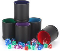 Lot de 5 gobelets à dés en cuir PU doublés de feutre avec 30 dés à points pour les jeux de dés Yahtzee Farkle en bar ou en soirée