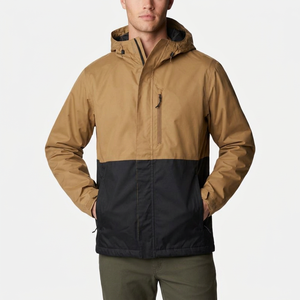 Men's Hooded Color Blocking Windbreaker Jacket Waterproof Polyester Windproof Autumn Casual Outdoor Wear Zipper Closure Regular - Product Image 1