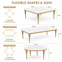 Tables et chaises de banquet de luxe en or, design moderne polyvalent pour les mariages, les hôtels, les salles à manger, les salons et les fêtes en plein air