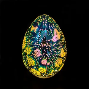 מודרני 3D זיקוקי זכוכית ביצת אור סיטונאי מותאם אישית גדול דקורטיבי led מואר 3D זכוכית פסחא ביצים עם מחרוזת אורות