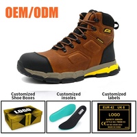 Bottes de sécurité de travail imperméables Tiger Master CE S3, embout en fibre de verre, anti-perforation, cuir véritable marron de haute qualité, semelle en caoutchouc EVA