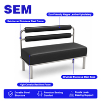 Banquette et chaise de restaurant SEM en acier inoxydable durable pour usage commercial dans les hôtels et les cafés, banquette en cuir noir