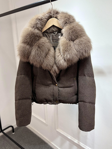 Janveny 2025 Piumino Invernale di Lusso da <span class=keywords><strong>Donna</strong></span> in Misto Lana con 90% Piumino d'Anatra Bianca e Vera Pelliccia di Volpe Naturale, Cappotto Imbottito Caldo e Spesso - Product Image 5
