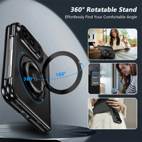 Produits phares : Étui de téléphone anti-chute à écran en verre trempé pour iPhone Duo avec support rotatif à 360° et coque rigide magnétique en plastique